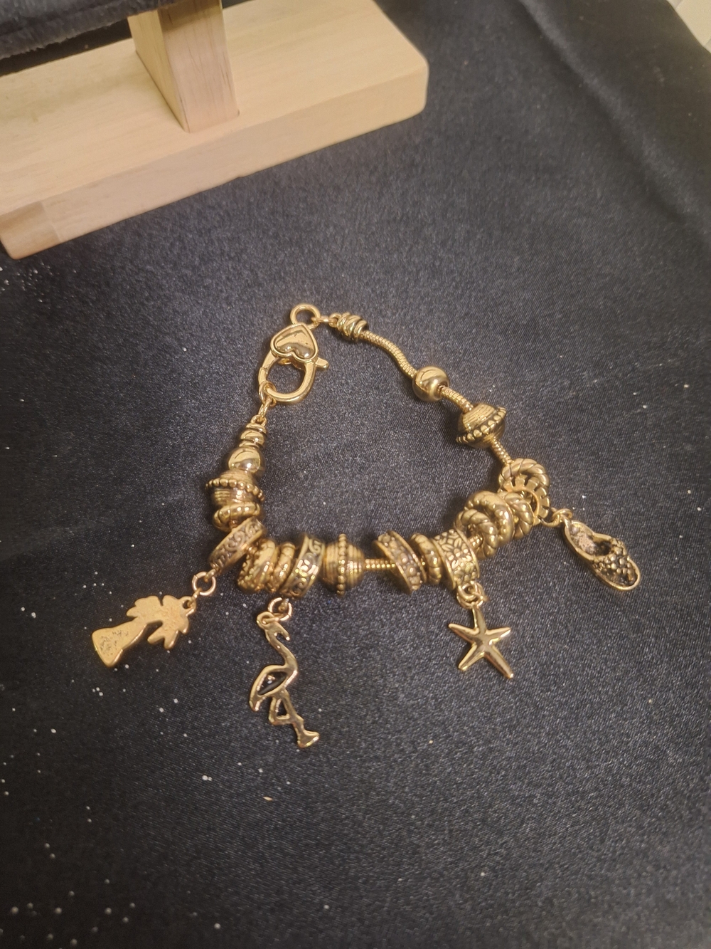 Gold Charm Beach-Themed Bracelet